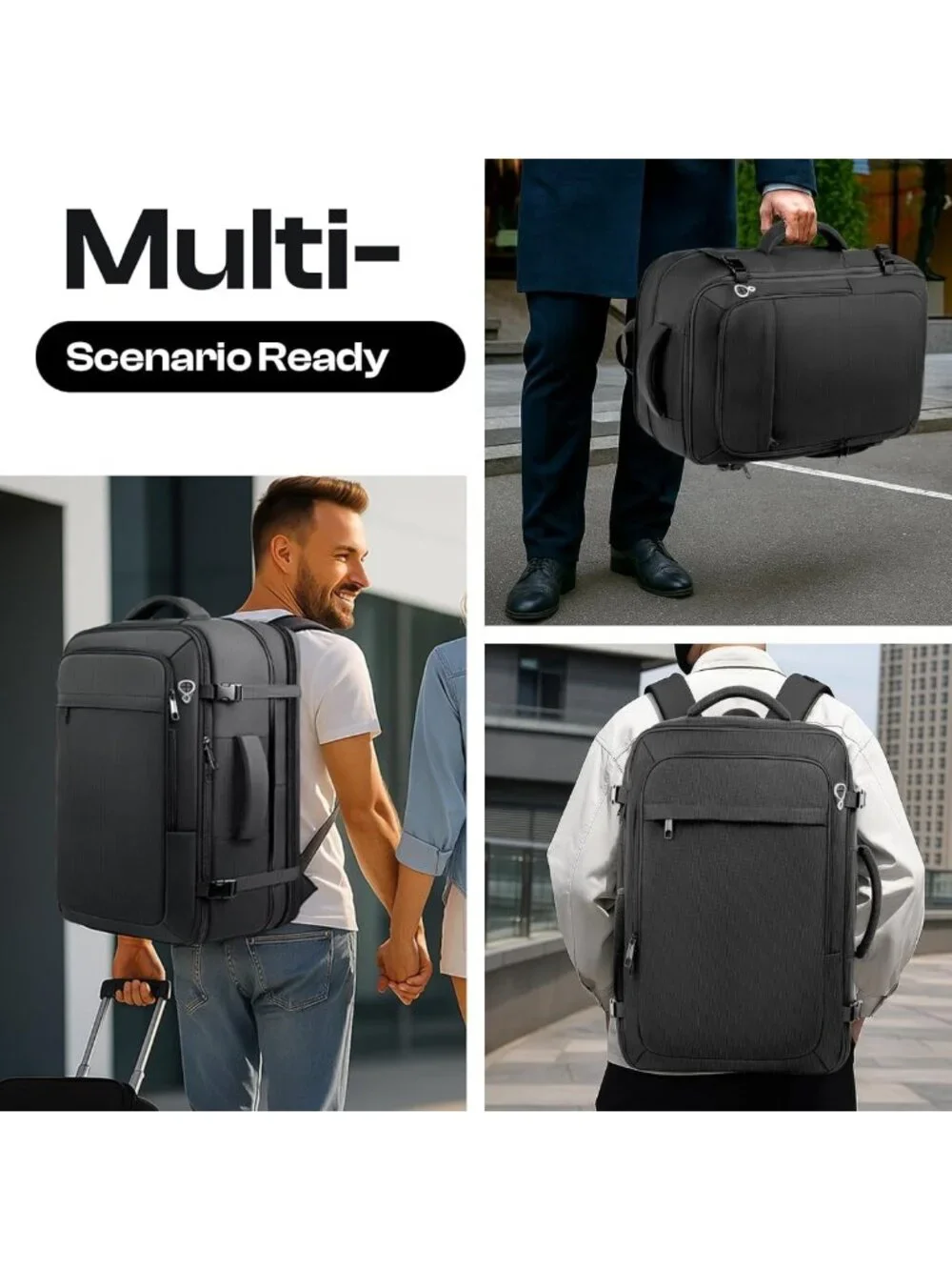 Extra Large 40L-50L Travel Backpack, TSA Approved, Water Resistant, Expandable